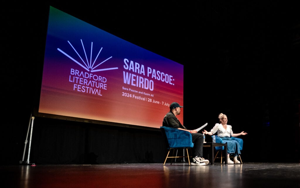 Sara Pascoe on stage in conversation at St George's Hall