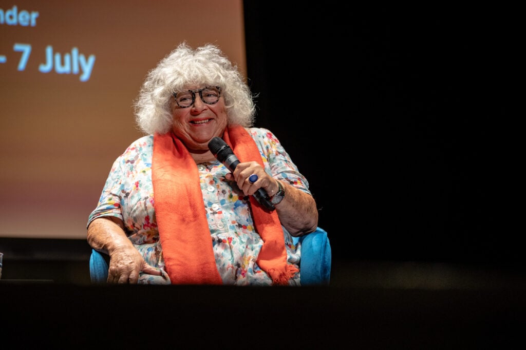 Miriam Margolyes on stage at St George's Hall