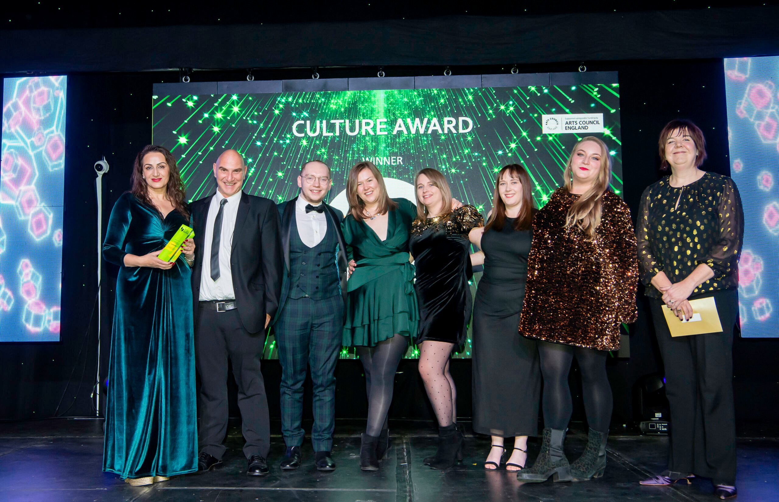 BLF Team members on stage to receive the Culture Award at the Yorkshire Post Tourism Awards 2024